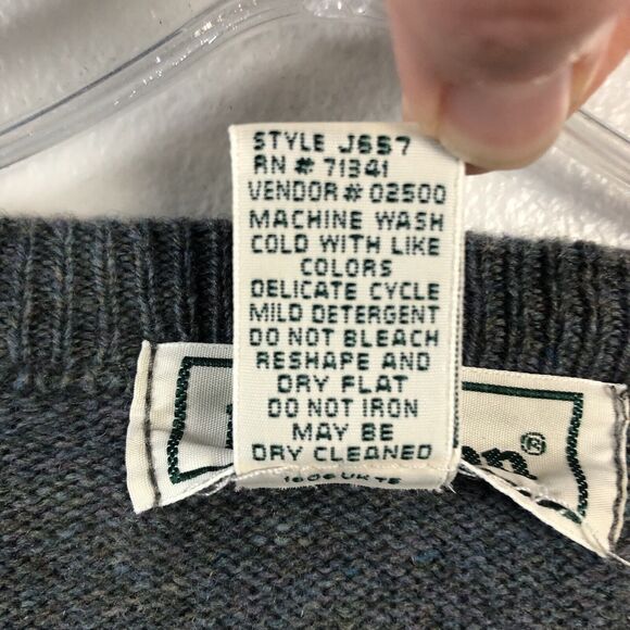 LL Bean Wool Sweater Mens XL Tall Gray 100% Lambswool Made in Scotland *Flaw* - Picture 13 of 16